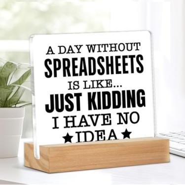 Imagem de HR Office Decor a Day Without Spreadsheets Is Like Just Kidding I Have No Idea Sign HR Gifts Office Cubicle Decor for Desk Shelf Table