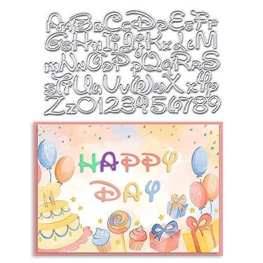 Imagem de Matrizes maiúsculas com 26 números do alfabeto para fazer cartões, matriz de corte de 26 letras maiúsculas e minúsculas para scrapbooking, papel, artesanato, decoração, faça você mesmo, álbum de fotos