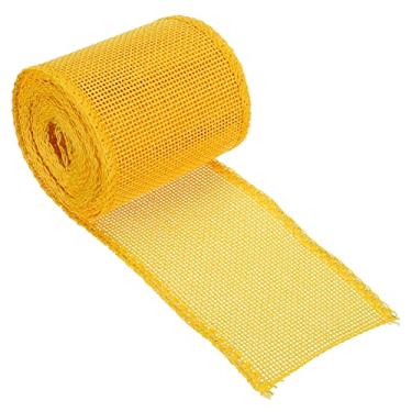 Imagem de Fita de tecido de serapilheira de 6 cm de largura, 3,28 metros, 1 pacote com fio de rolo de artesanato de juta para festa, casa, decoração de embrulho faça você mesmo, amarelo