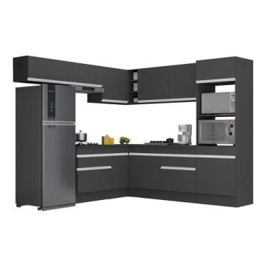 Imagem de Armário Cozinha Completa Com Rodapé Multimóveis Preto/branco - MULTIMO