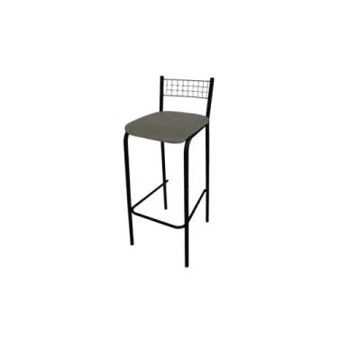Imagem de Banqueta Sala de Jantar Gênova 1B705PRF Aço 1 Un Preto/Linho Escuro - 