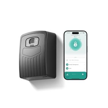 Imagem de NexusLab Caixa de bloqueio de chave de impressão digital para ambientes externos, cofre inteligente com controle de aplicativo Bluetooth, caixa de chave de acesso remoto para uso em escritório