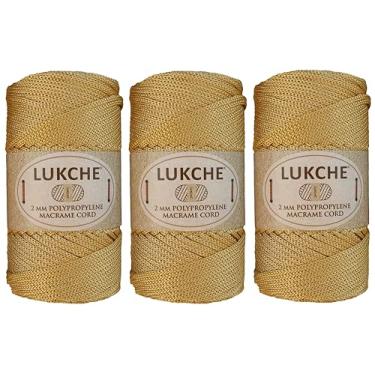 Imagem de Cordão de macramê de poliéster 2 mm x 125 jardas, corda de macramê premium 100% polipropileno, fio colorido, bolsa de macramê de crochê para cabides de parede, bolsas, placas inferiores, tapetes (ouro