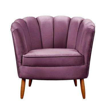 Imagem de Poltrona Ariel Petala Decorativa Com Pés De Madeira Speciale Home Roxo
