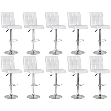 Imagem de Conjunto 10 Banquetas Dublin Material Ecológico Regulagem De Altura - Branca