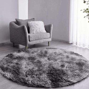 Imagem de Tapete Sala Felpudo Peludo Mesclado Cinza Redondo 140 Cm