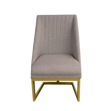 Imagem de Cadeira Para Sala De Jantar Ana Base De Ferro Linho Bege D'classe Decor