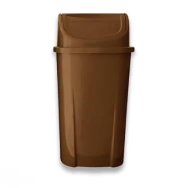 Imagem de Lixeira 60L Vai e Vem Reforçada – Cozinha, Lavanderia, Escritório – Tampa Basculante (Marrom)