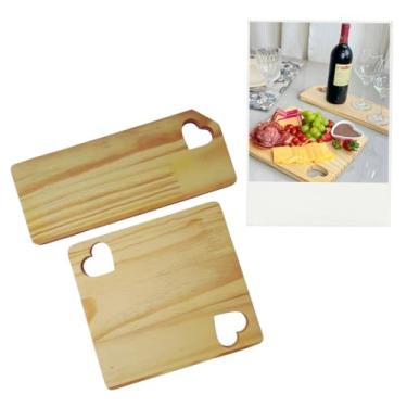 Imagem de Kit Tabua de Coração Grande Madeira Frios Petiscos Porção Fondue Doces Mesa Posta Presente Namorados Quadrado