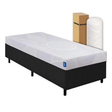 Imagem de Cama Box Solteiro Desmontável Preta + Colchão Umaflex Fit Firm D33 17cm Altura - Orthocamas