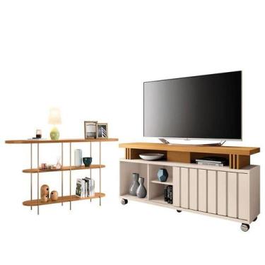 Imagem de Rack Bancada Rivera 1.3 Com Aparador Infinity Off White Cinamomo - Hb 