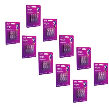 Imagem de Kit Com 10 Cartelas De Pilhas Recarregaveis Aaa 900Mah C/4 82169 Elgin