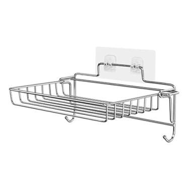 Imagem de Fafeicy Suporte de Saboneteira de Aço Inoxidável, Rack de Armazenamento Dobrável Montado na Parede Sem Remendo Adesivo de Perfuração para Organizador de Cozinha do Banheiro