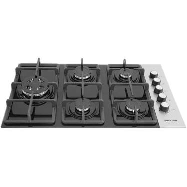 Imagem de Cooktop Suggar Mesa de Vidro Inox 5 Bocas À Gas Fg5335vpix Preto Bivolt