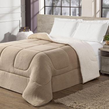 Imagem de Coberdrom Cobertor Solteiro 1 Peça Maya Manta Soft E Sherpa De Carneiro 100% Poliéster Cor:bege