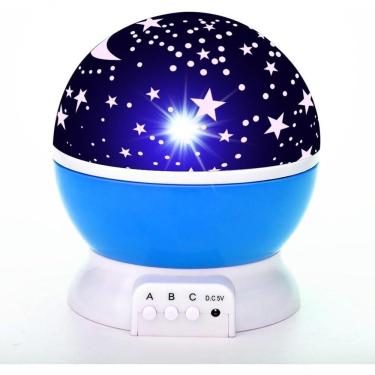 Imagem de Luminária Abajur Infantil Projetor Estrelas Globo Giratório - Azul