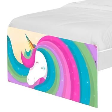Imagem de Cama Juvenil Com Cabeceira Barcelona Unicórnio Arco íris