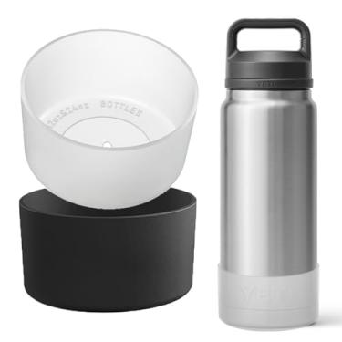Imagem de OAWEEN 2 peças de bota de silicone para garrafa de água YETI Rambler 737 g diâmetro inferior de 8 cm a 8,8 cm capa protetora antiarranhões antiderrapante capa transparente acessórios para uso ao ar