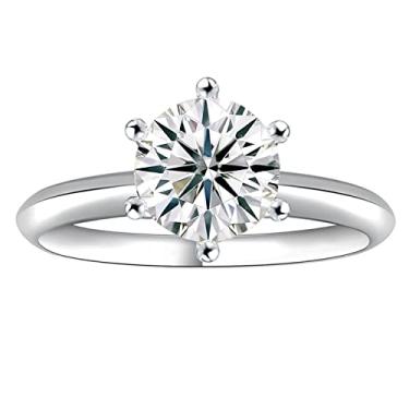 Imagem de YOYEEWYNS Anéis de noivado de zircônia cúbica solitário banhado a ouro 14 k 1,5 ct para mulheres alianças de casamento radiantes redondas de princesa tamanho 6-10, Metal, Zircônia cúbica