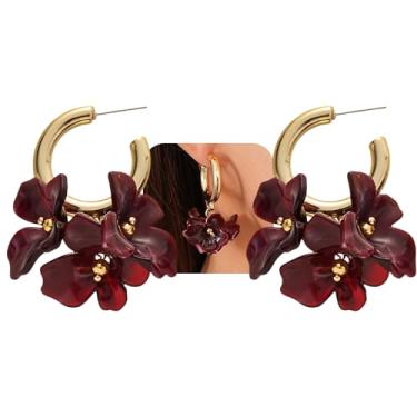 Imagem de Brincos de argola de flores de acrílico transparente para mulheres, moda de resina, floral, brincos modernos, grandes, étnicos, joias, argolas, acessórios de plástico, Large, Acrílico, Sem pedra