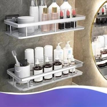 Imagem de Kit 2 SUPORTE PARA SHAMPOO PARA USO NO BANHEIRO NA PAREDE de alumínio suporte organizador (KIT 2-p)