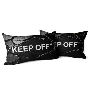 Imagem de Khxriypha Hypebeast Room Decor Keep Off Conjunto de 2 capas de almofada respiráveis quadradas para decoração de sofá de casa 45 × 45 cm Diablo Style-2
