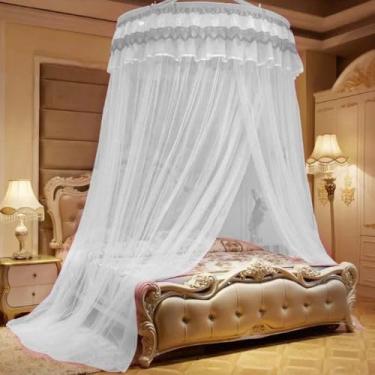 Imagem de Mosquiteiro Gigante de Teto Casal/King/Queen 14m com Abertura Lateral | Renda Luxo | Proteção Total Contra Mosquitos(BRANCO)