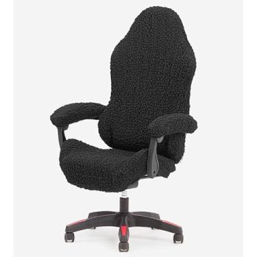 Imagem de Kitegrese Capa para cadeira de jogos com capas de apoio de braço – capa elástica para cadeira de mesa de computador com zíper, protetor de poltrona giratório (preto)