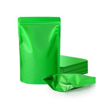 Imagem de FireKylin Pacote com 100 sacos de suporte resseláveis, bolsa à prova de cheiro, sacos de alumínio seláveis para embalagem (verde escuro, 18 cm x 26 cm)