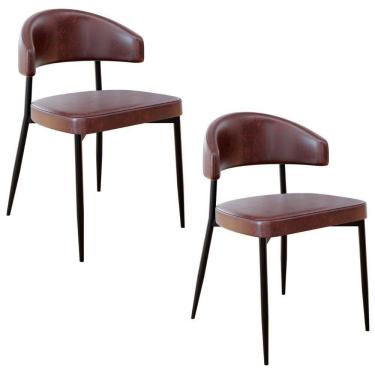 Imagem de Cadeira De Jantar Estofada Kit 2 Chloe M25 Sintético Café - Mpozenato