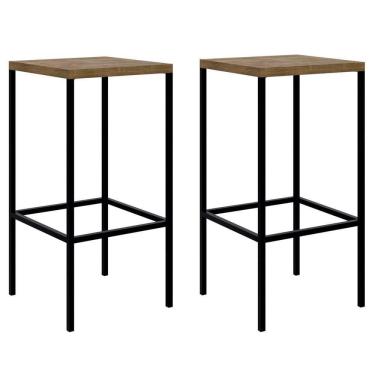 Imagem de Kit 2 Banquetas Decorativas Altas Estilo Indutrial Steel Quadra 27816 Vermont/preto - Artesano