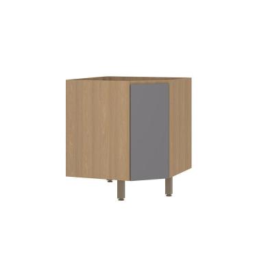 Imagem de Balcão De Cozinha Canto Diagonal 74cm 1 Porta Sem Tampo Slim Freijó/cinza Puro