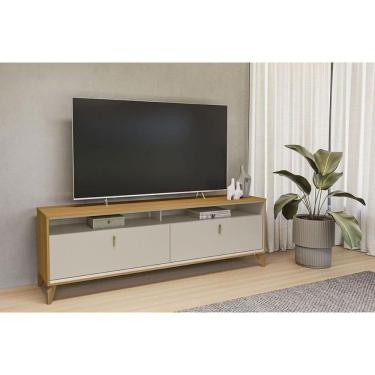 Imagem de Rack Bancada P/ Tv Até 75 Pol Dubai C/ 2 Portas E 2 Nichos 180cm Tauari/off White Fosco - Linea Brasil