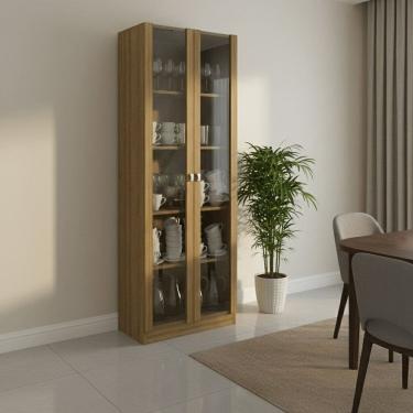 Imagem de Cristaleira 2 Portas de Vidro e 4 Prateleiras Catarina Amendoa