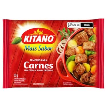 Imagem de Tempero Pó para Carnes Cebola, Alho e Orégano Mais Sabor Kitano Pacote 60g 12 Unidades