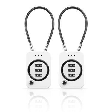 Imagem de YAODHAOD Cadeados de bagagem, cadeado de combinação para cadeados de mala de viagem, cadeado para lock, mala, academia, escola, mochila (2 peças) (branco)