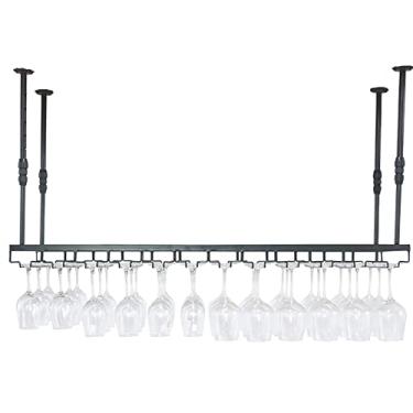 Imagem de APUM Prateleiras de vinho de teto, altura ajustável, taças de metal para vinho, suporte de garrafa de vinho de ferro, prateleira de taça de vinho suspensa, para bares, restaurantes