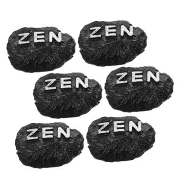 Imagem de 6 peças de ornamentos de pedra de resina estilo zen para decoração de jardim, decoração de pedra polida para paisagem, artesanato de rocha zen chinês para decoração de exterior e de mesa