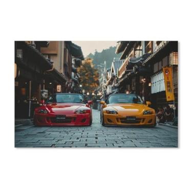 Imagem de HouLaiZhe Jdm Carro Vermelho S2000 Vs Amarelo S2000 Posters Tela Estética Decoração de Quarto Pintura de Parede Impressões Sala de Galeria Decoração de Parede para Quarto Sala de Estar Escritório 11 x