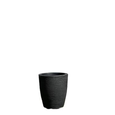 Imagem de Vaso Para Plantas Medio Decorativo Em Polietileno Coluna Bojo Escovado N1 Com Prato Coletor(Preto)