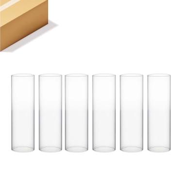 Imagem de WGVI Capa transparente para castiçal Hurricane, largura de 7,6 cm, altura 25,4 cm, 6 peças, cilindro de vidro, tampa de chaminé para pilar e castiçal afunilado