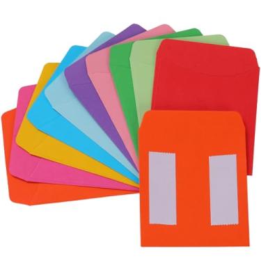 Imagem de Bolsos para cartões de biblioteca de 9,5 x 12,7 cm - Envelopes de bolso de 10 cores sortidas - Bolsos de envelope para sala de aula - Ideal para organizar - Bolso pequeno para livros de biblioteca (10