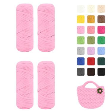 Imagem de Maxee Pacote com 4 fios de camiseta premium (200 g/75 m cada), fio de fita macia para crochê e tricô - cor intensiva e fácil de cuidar