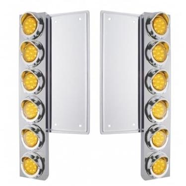 Imagem de United Pacific 34577 FL SS Suporte para limpador de ar dianteiro com luzes refletoras e viseiras LED de 2,08 polegadas - LED âmbar e lente