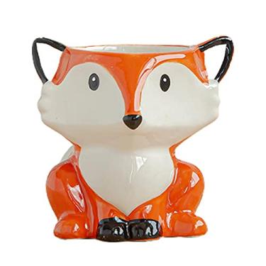 Imagem de Phefop Pote Em Formato de Desenho Animado, Plantador de Animais, Pequeno Vaso de Cerâmica, Drenagem para Mini Planta, Flor, Tillandsia, Ar, Samambaia, Expositor, Home Office, Desktop (raposa)