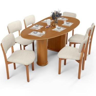 Imagem de Mesa Para Sala de Jantar Ourense com 06 Cadeiras Sala de Jantar Dara L02 Linho Champagne - Lyam Decor