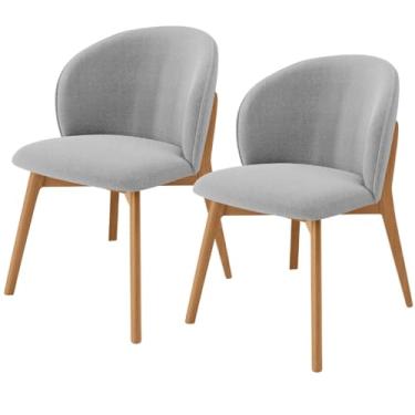 Imagem de Kit 02 Cadeiras de Jantar e Estar Living Estofada Mia L02 Bouclê Cinza - Lyam Decor