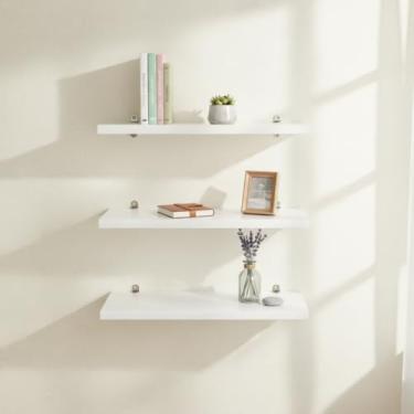 Imagem de Kit Prateleiras Com 3 X 30x10 Porta Quadros Temperos Mdf Branco