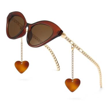 Imagem de JRLLFD Óculos de sol decorativos retrô estreitos para fotografia de rua modelo passarela (café)