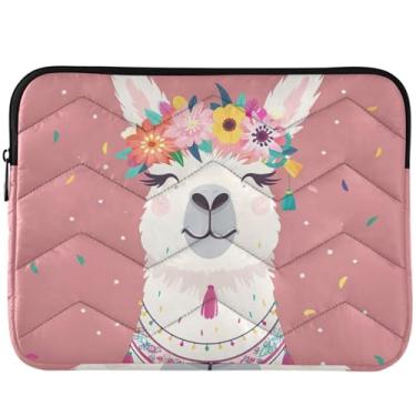 Imagem de Linda capa protetora para notebook com flores de lhama rosa, universal, acessórios de computador de 13 a 14 polegadas para Macbook Pro 14 polegadas